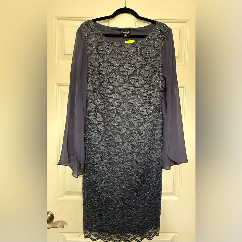 Connected Apparel Navy Lace Dress
